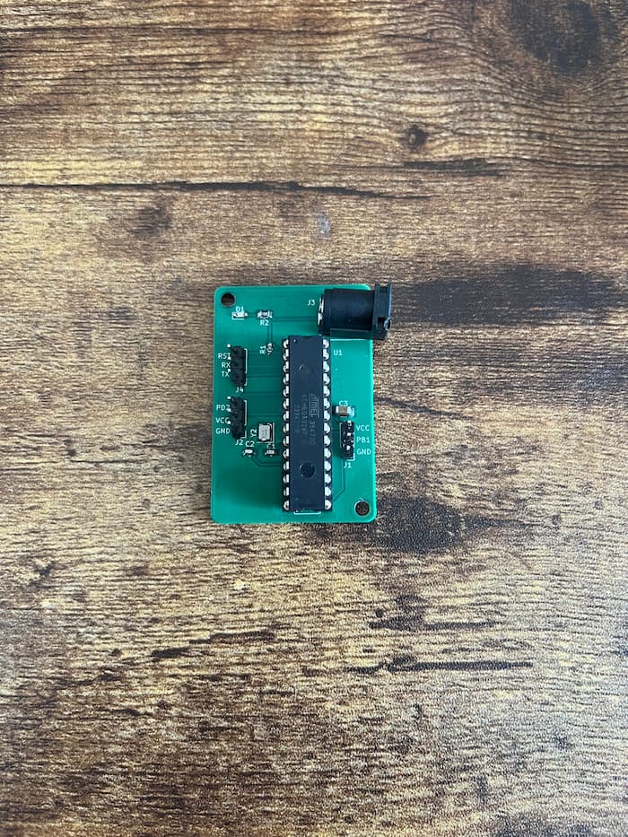 The PCB after soldering the components onto the board